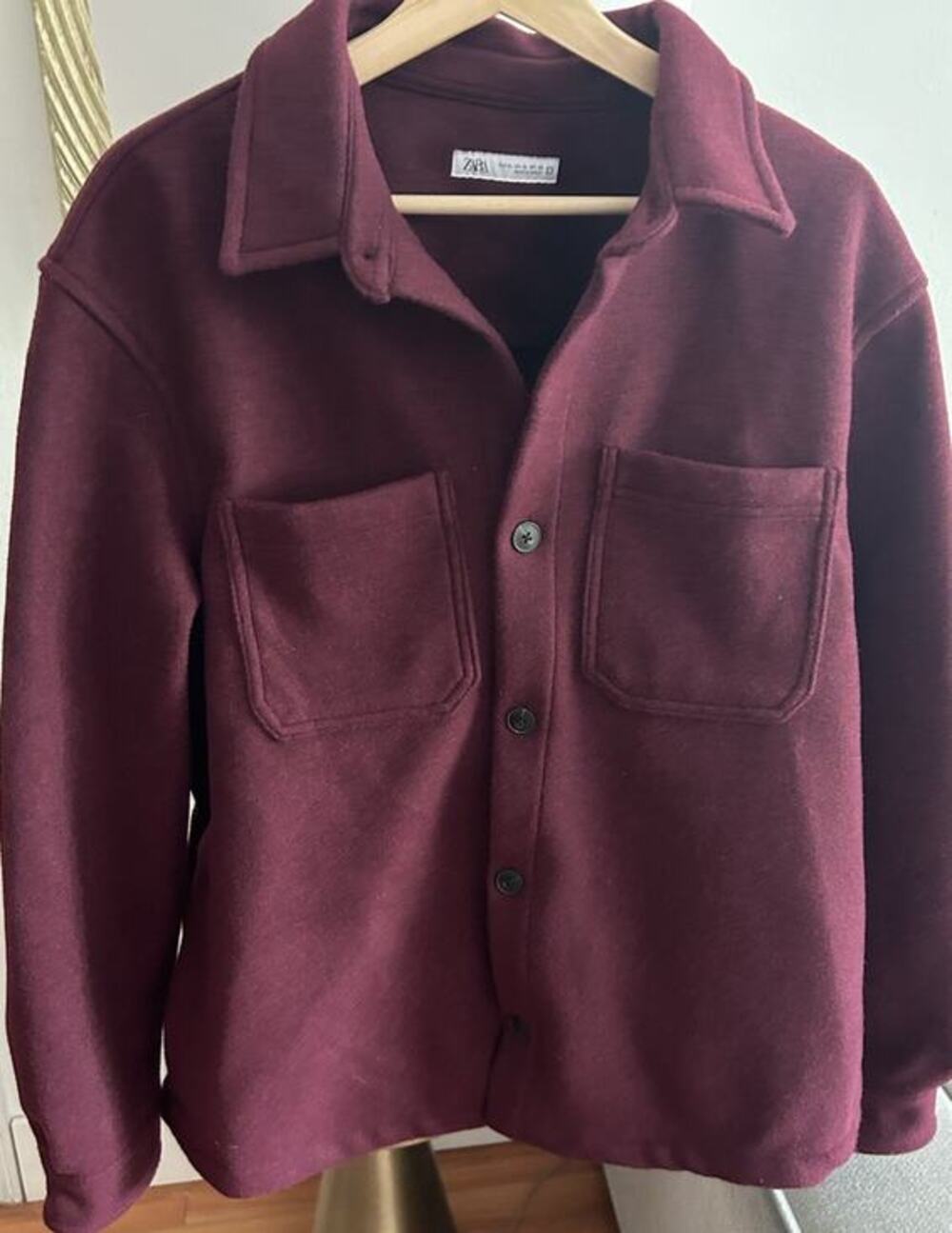 Zara Woman’s Burgundy Oversized Overshirt Shacket  Jacket XL Boho Fall Winter